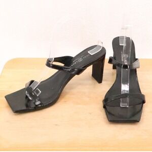Chinese Laundry Square Toe Sandals Womens Size 9.5 Black Y2K 90s Minimalist